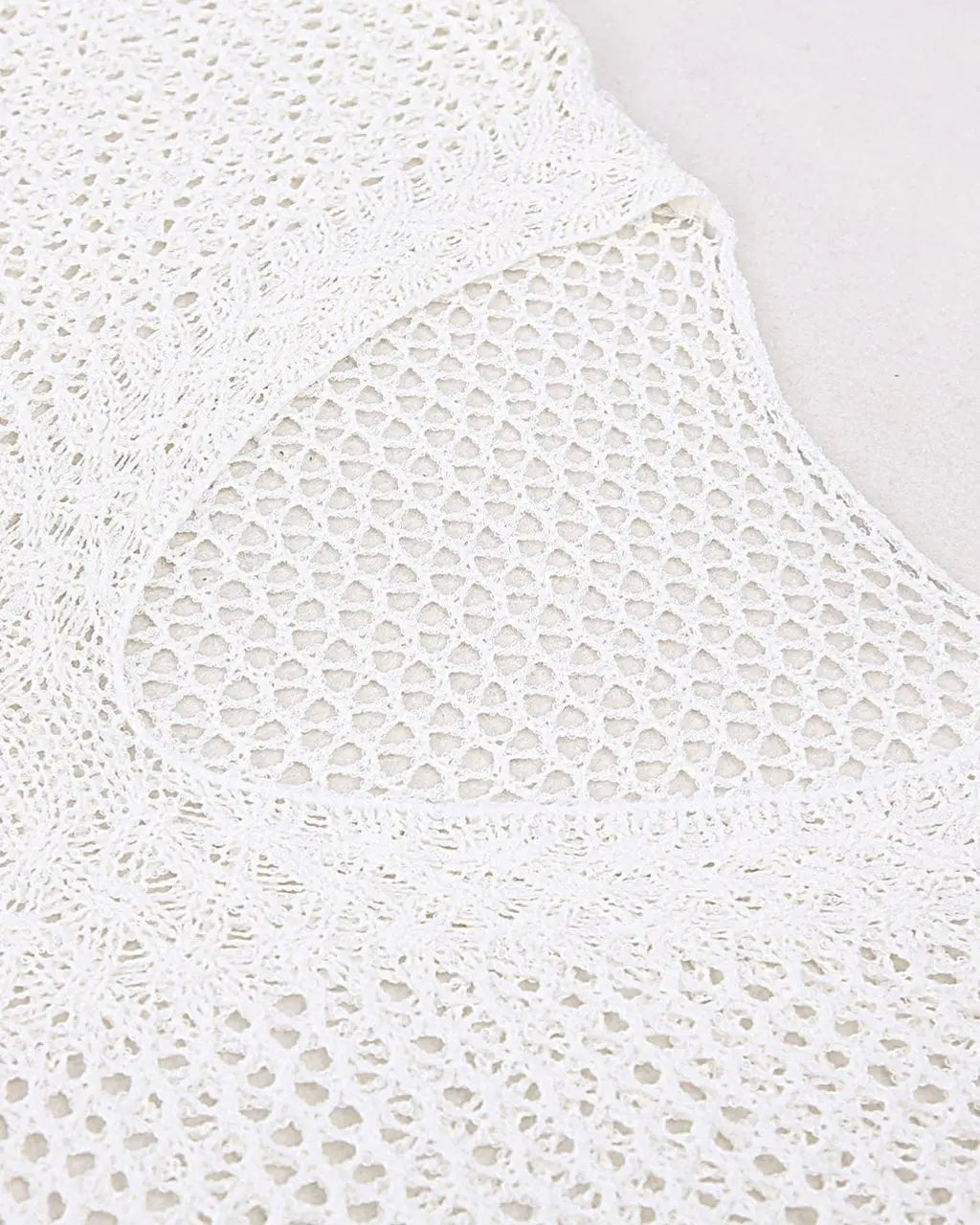 SOLACE  White Crochet Knit Fringed Poncho Beach Cover Up 