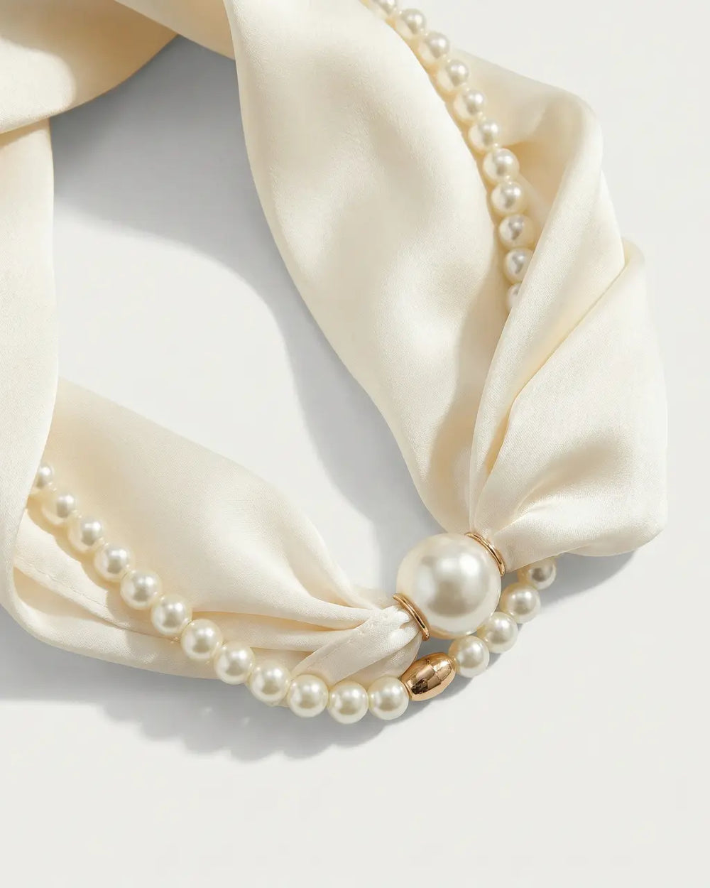 SOLACE  Chic Ivory Solid Satin-Feel Square Timeless Fashion Scarf 