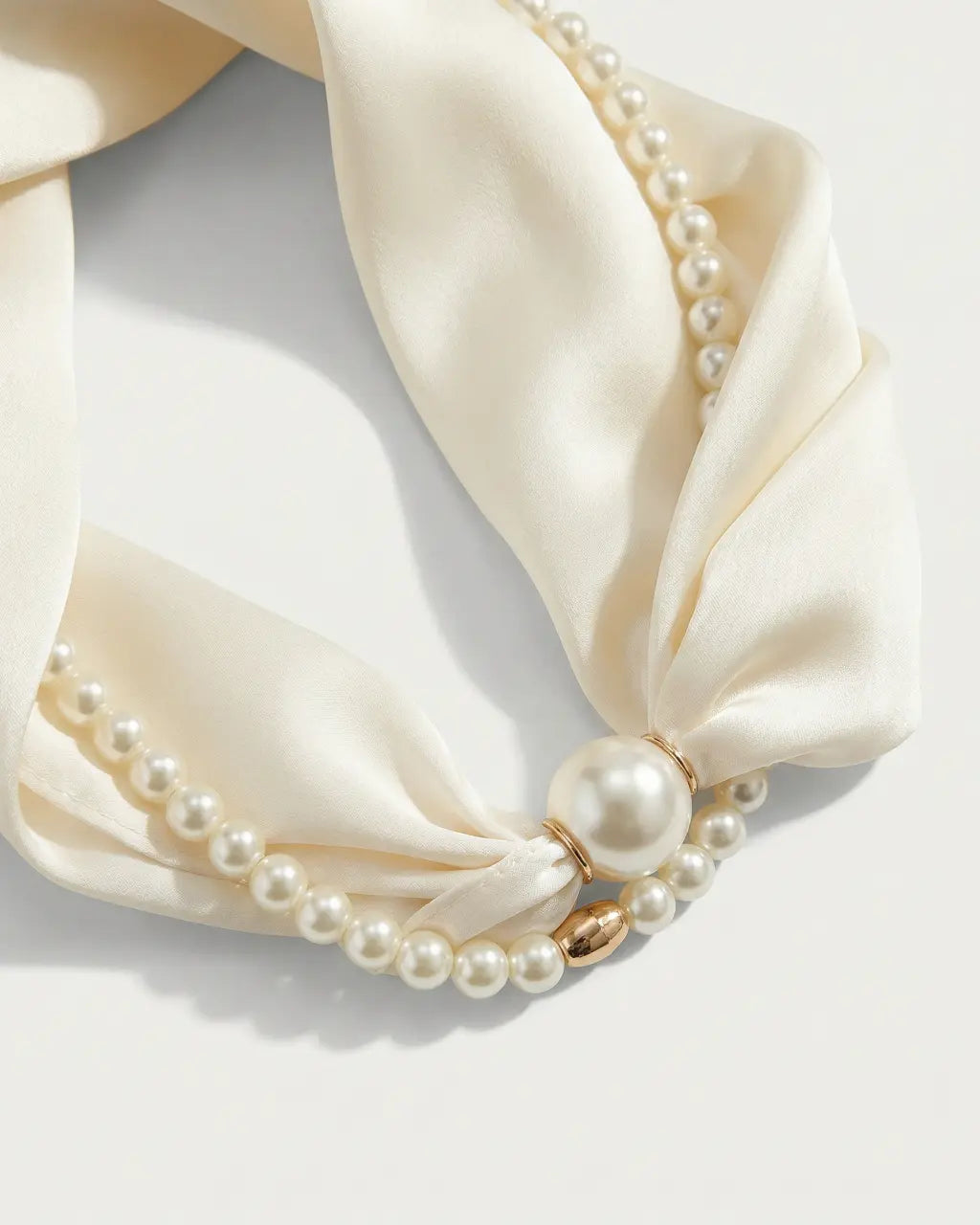 SOLACE  Chic Ivory Solid Satin-Feel Square Timeless Fashion Scarf 