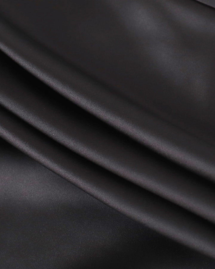 Elegant Black High Waist Slim Fit Satin Maxi Skirt