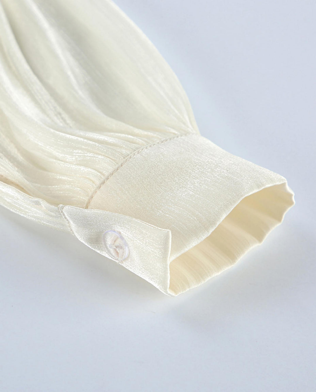 Shiny Satin Side Tie Long Sleeve Blouse