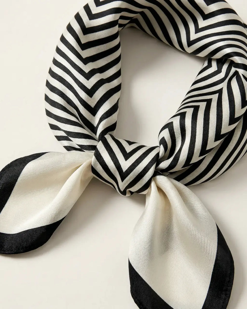 SOLACE  Black White Geometric Concentric Square Lightweight Square Scarf 