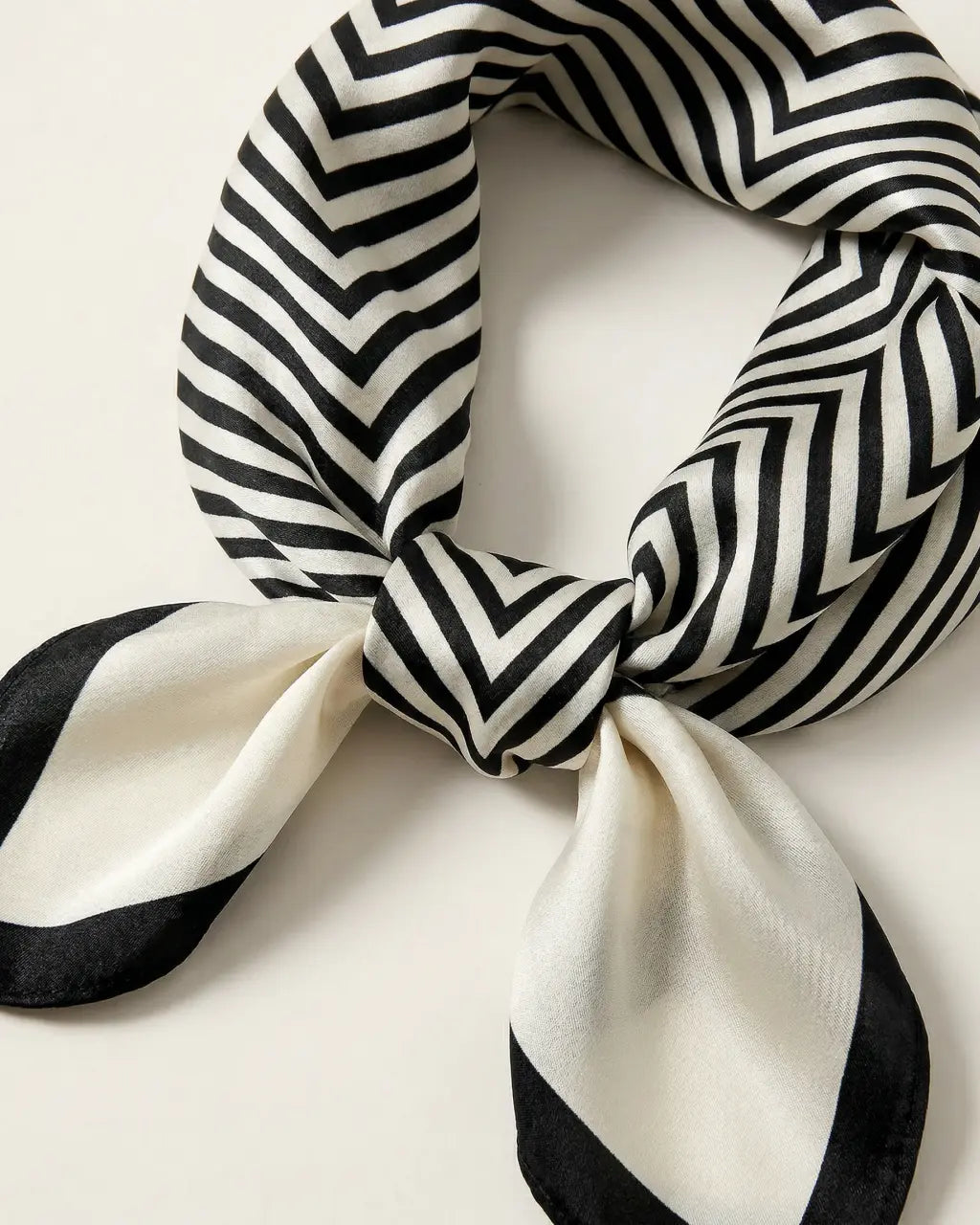 SOLACE  Black White Geometric Concentric Square Lightweight Square Scarf 