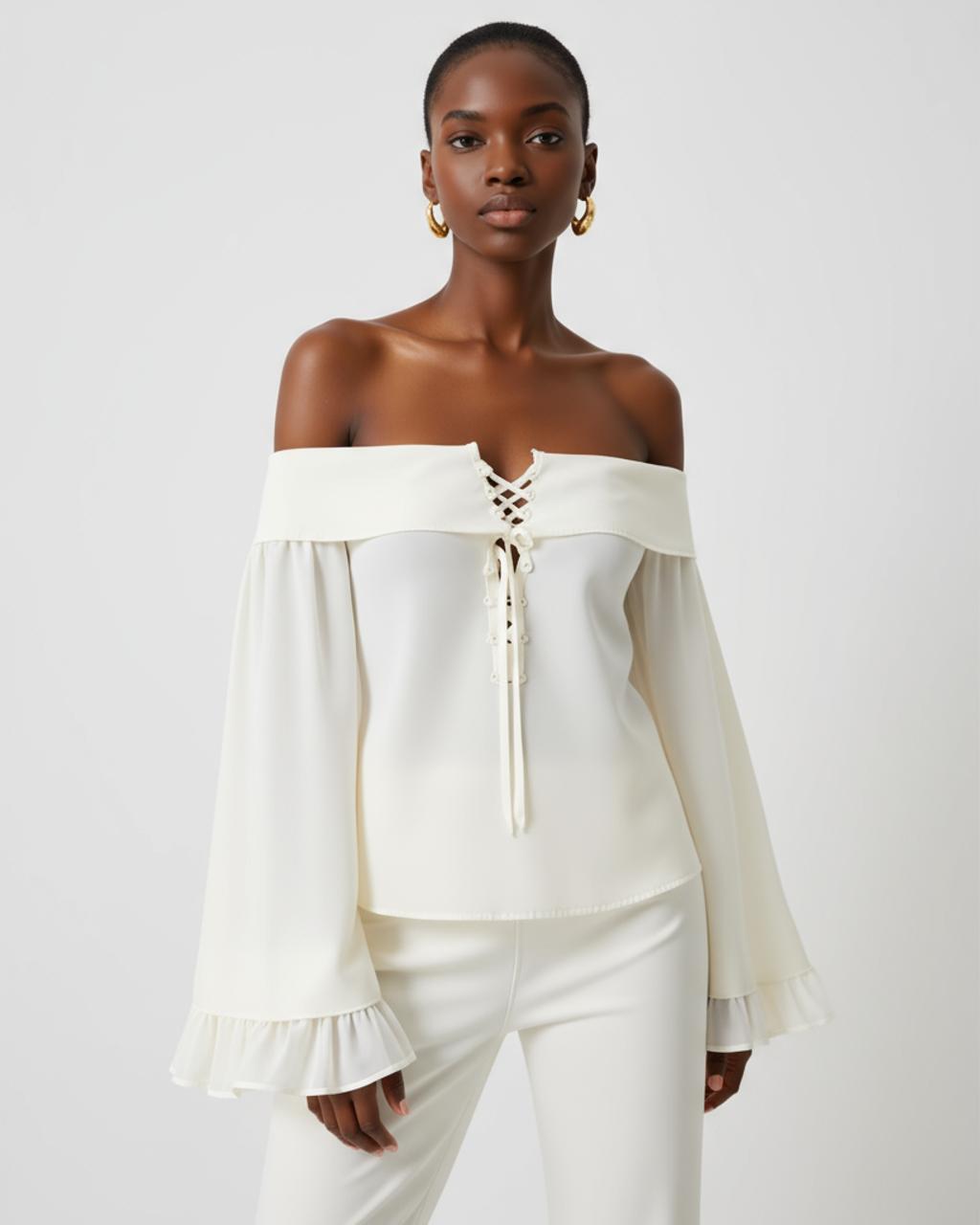 Bell Sleeve Off The Shoulder Tie Top SOLACE
