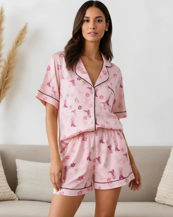 SOLACE CHICCowgirl Boot Print Pajama Set