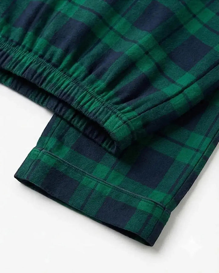 SOLACE CHICClassic Green Scotch Plaid Pajama Set