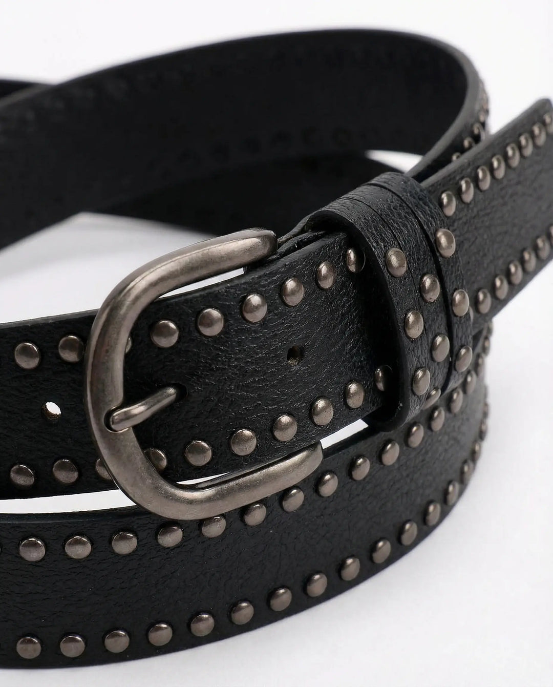 SOLACE  Black PU Leather Gunmetal Studded Punk Belt 
