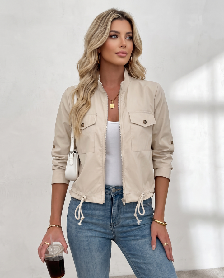 Women Casual Cropped Cargo Jacket