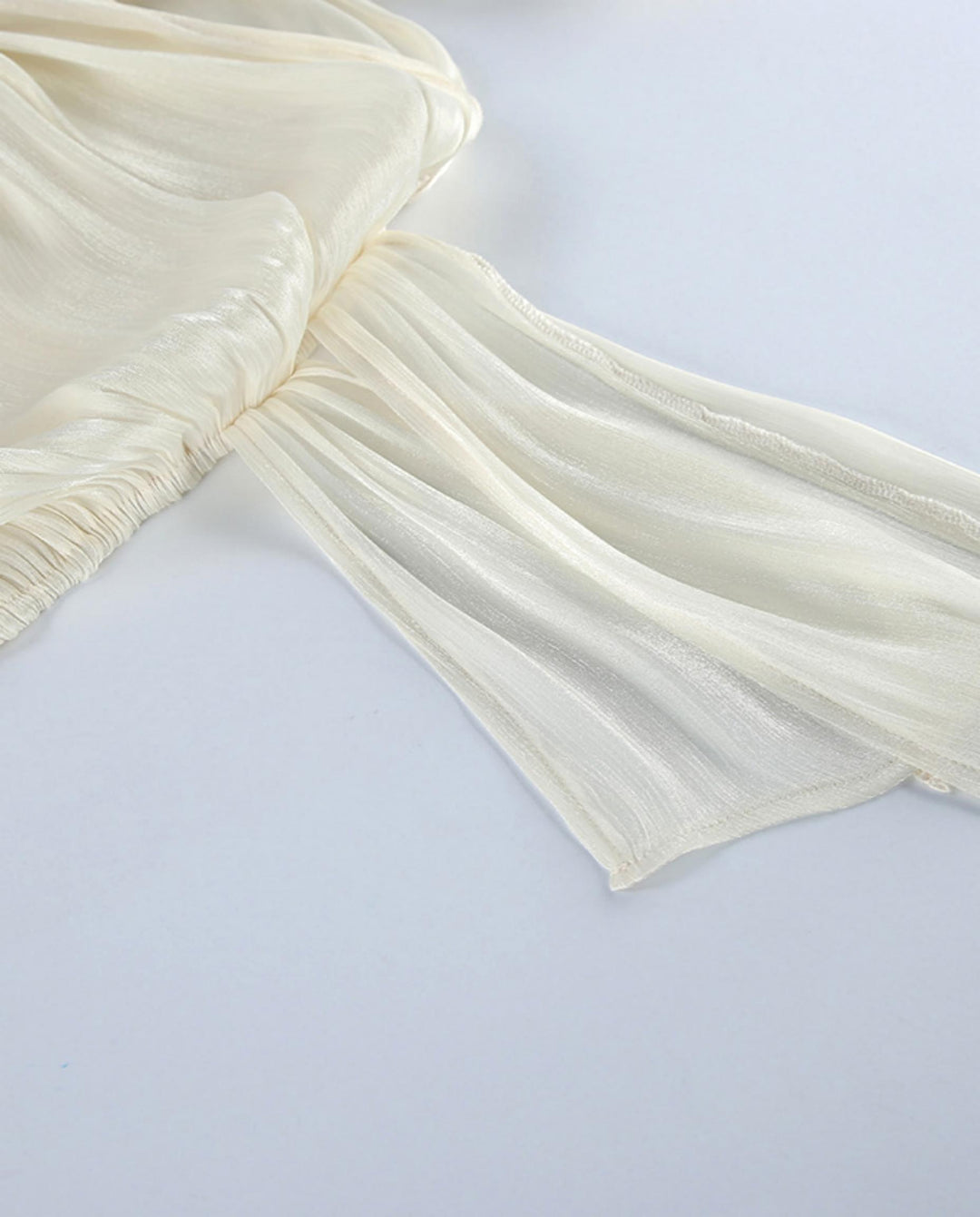 Shiny Satin Side Tie Long Sleeve Blouse