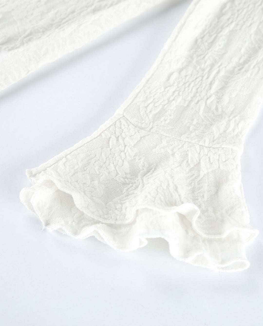Long Sleeve Ruffle Slit Lace Dress