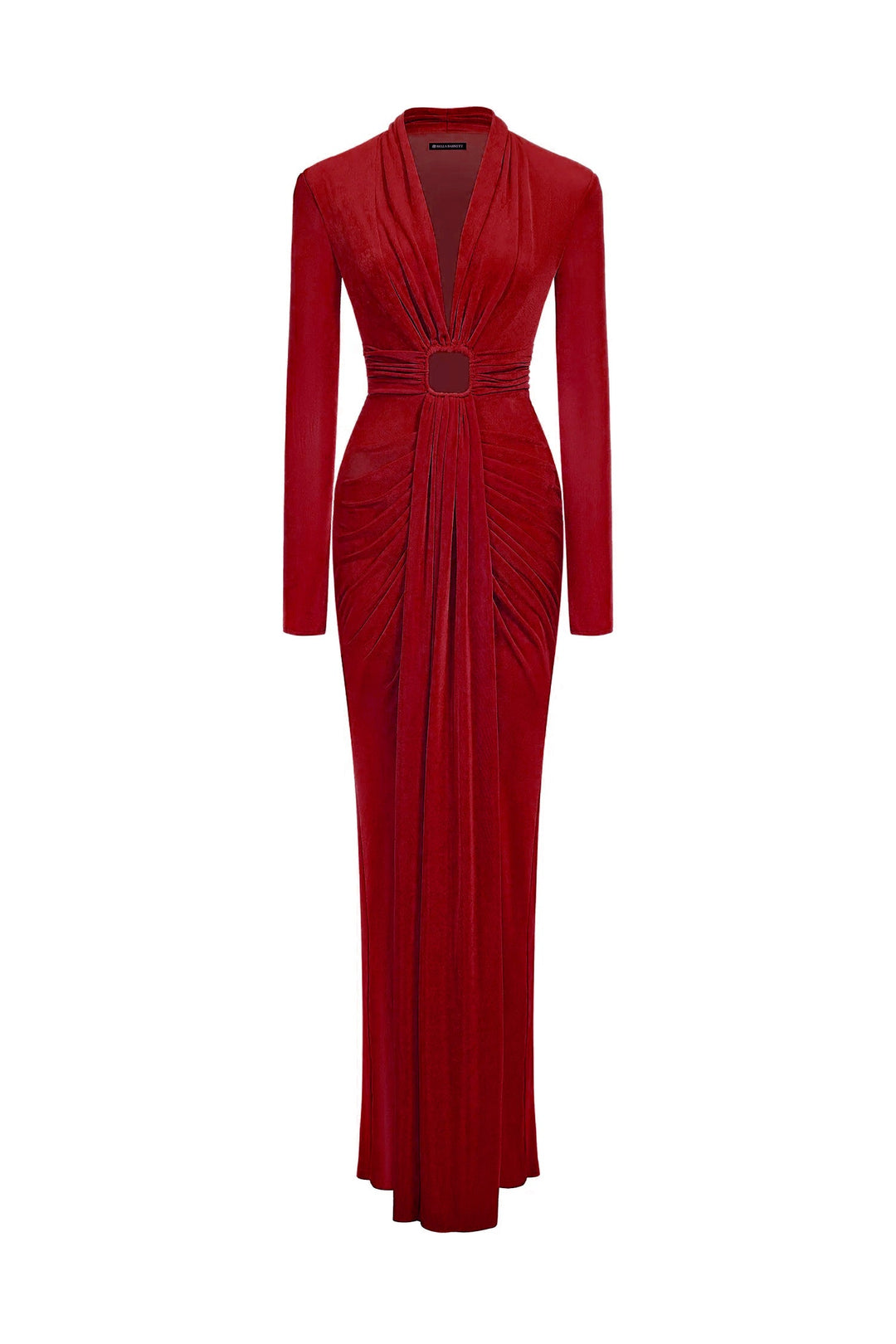 Naomi V-neck Long Sleeves Red Maxi Dress bellabarnett