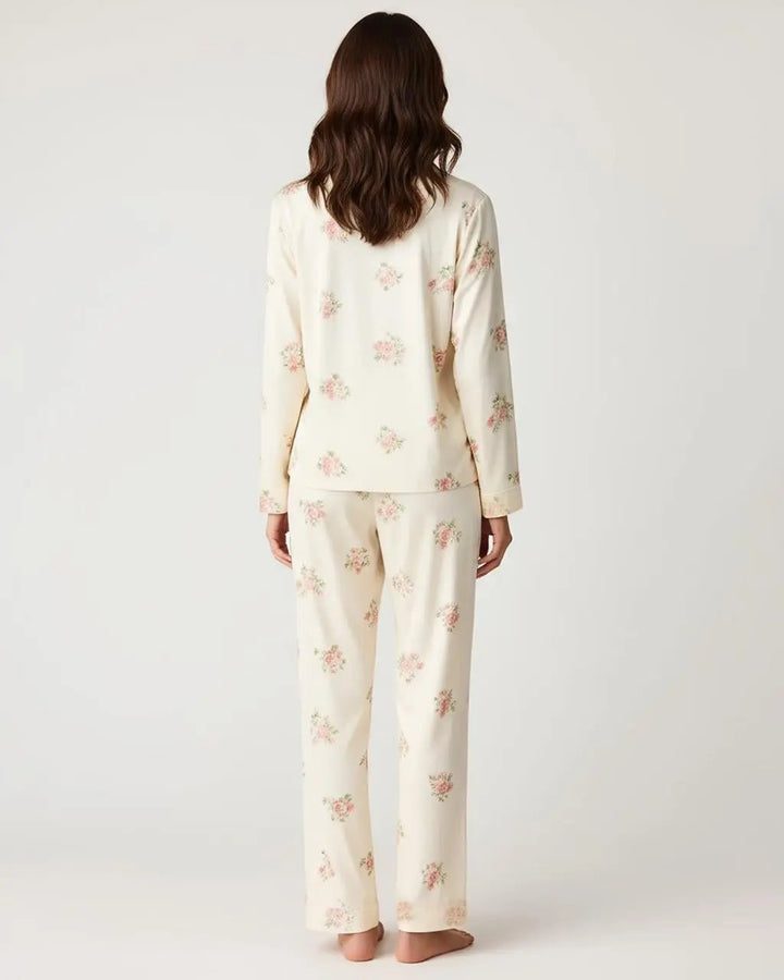 SOLACE CHICRetro Floral Collar Two-Piece Pajamas Set