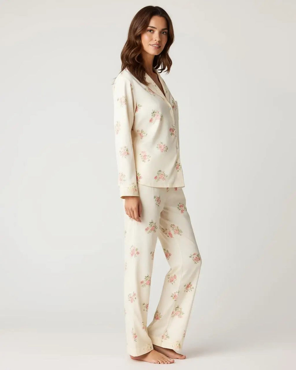 SOLACE CHICRetro Floral Collar Two-Piece Pajamas Set