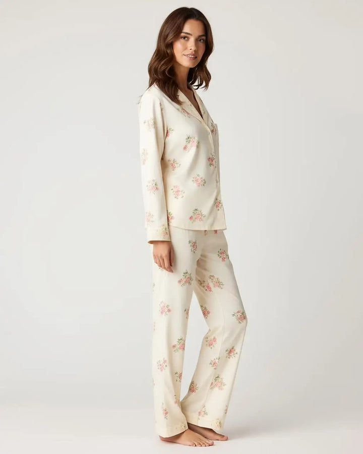 SOLACE CHICRetro Floral Collar Two-Piece Pajamas Set