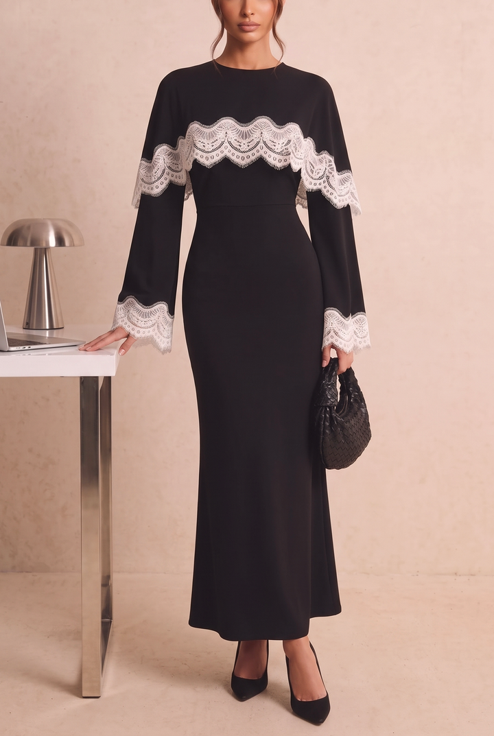 Women Elegant Lace Patchwork Mermaid Dress