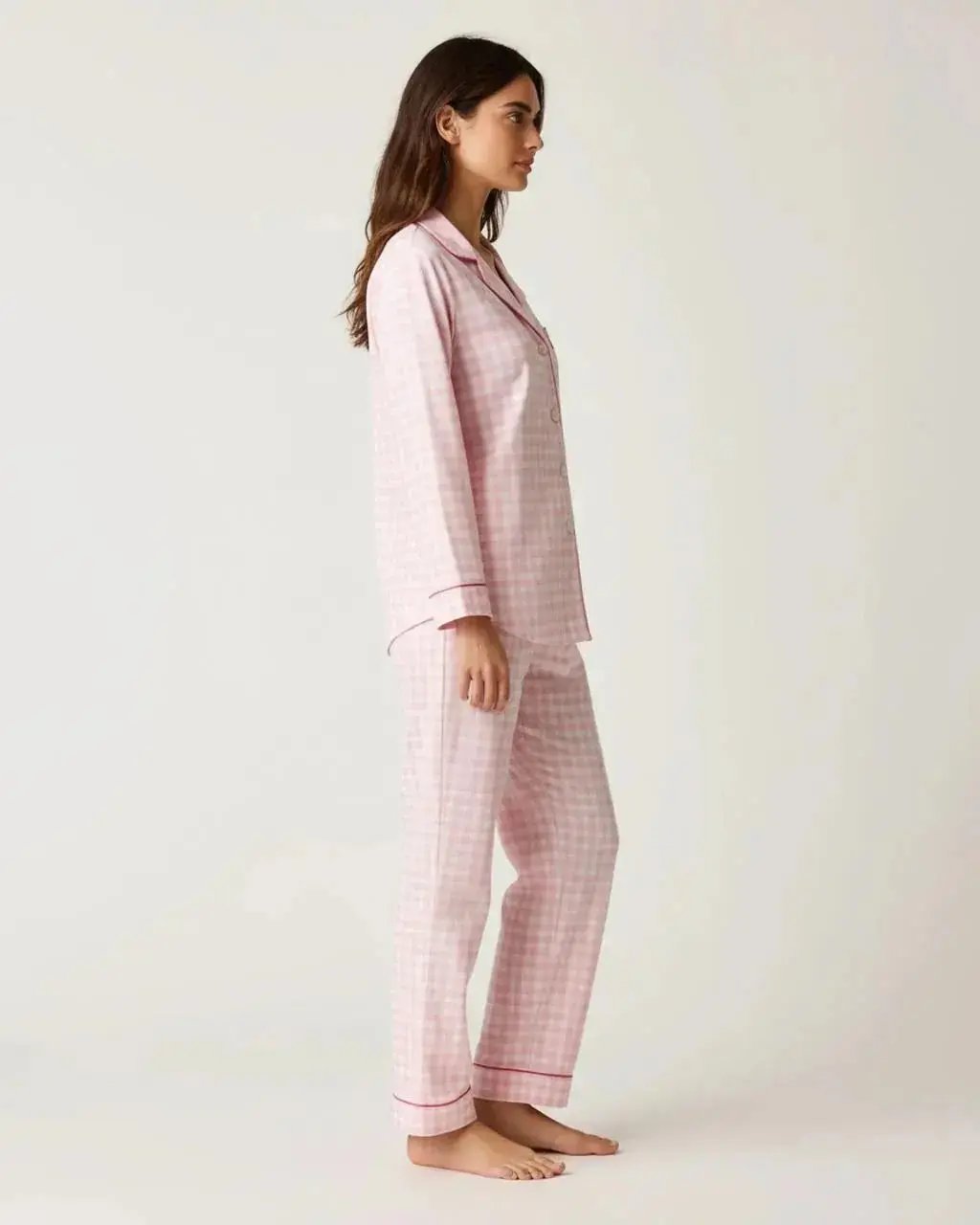 SOLACE CHICPink Plaid Long-Sleeve Pajama Set