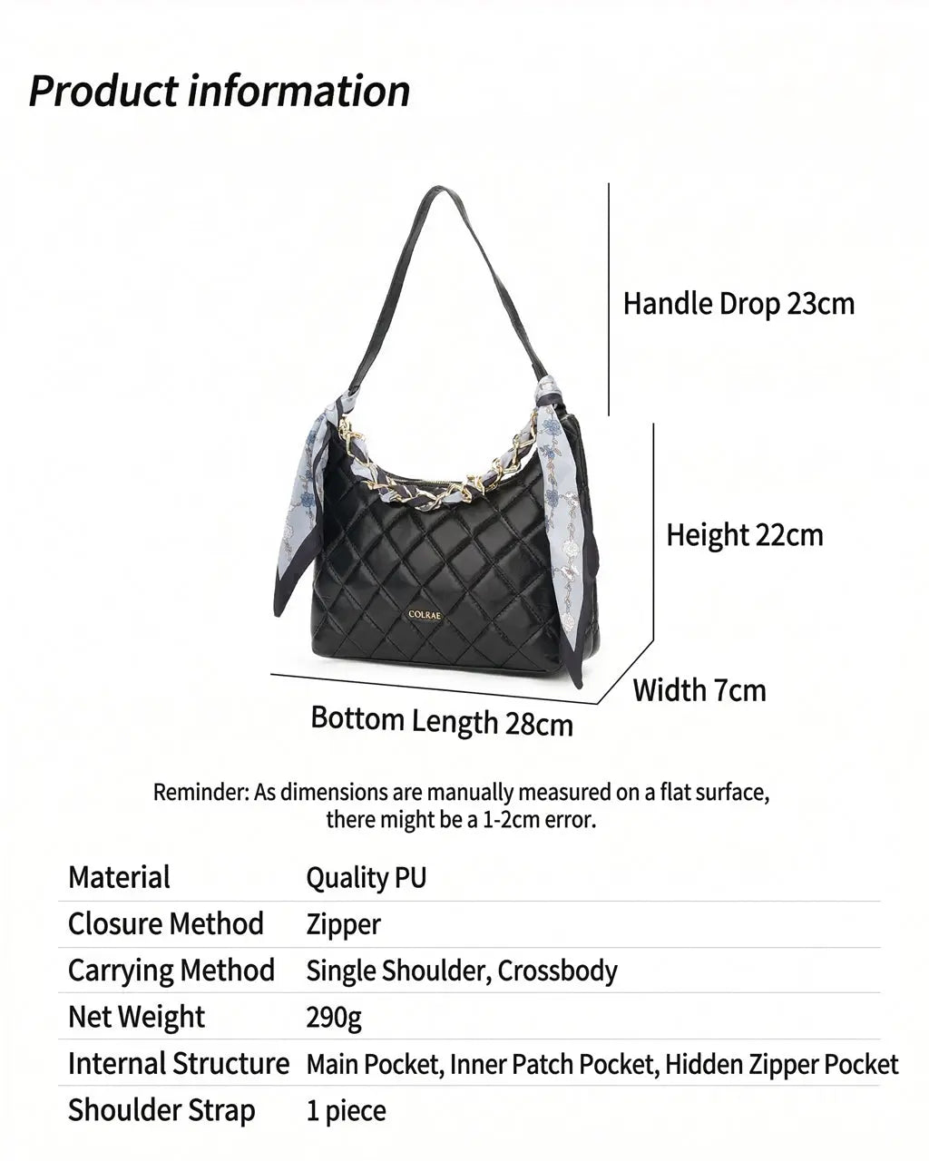 Quilted Leather Hobo Shoulder Bag SOLACE