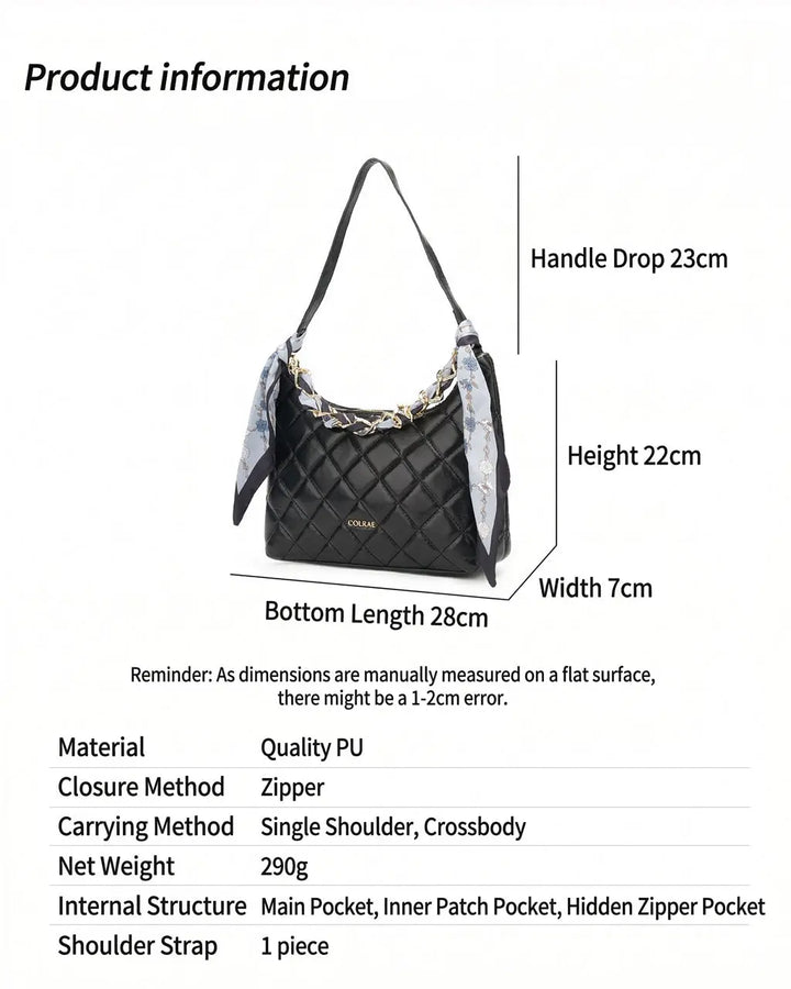 Quilted Leather Hobo Shoulder Bag SOLACE