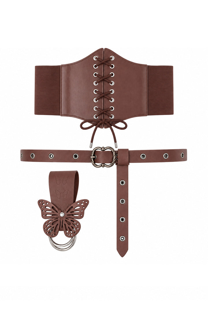 SOLACEButterfly Decor Corset Waist Belt Set