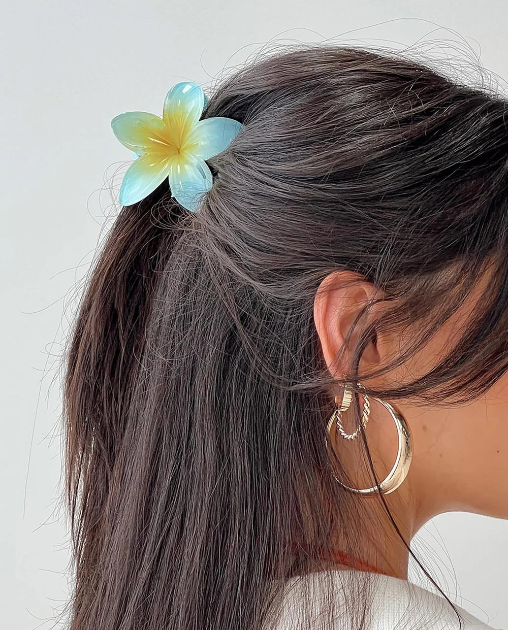 SOLACE6 Pcs Gradient Plumeria Flower Hair Claw Clips Multicolor Set