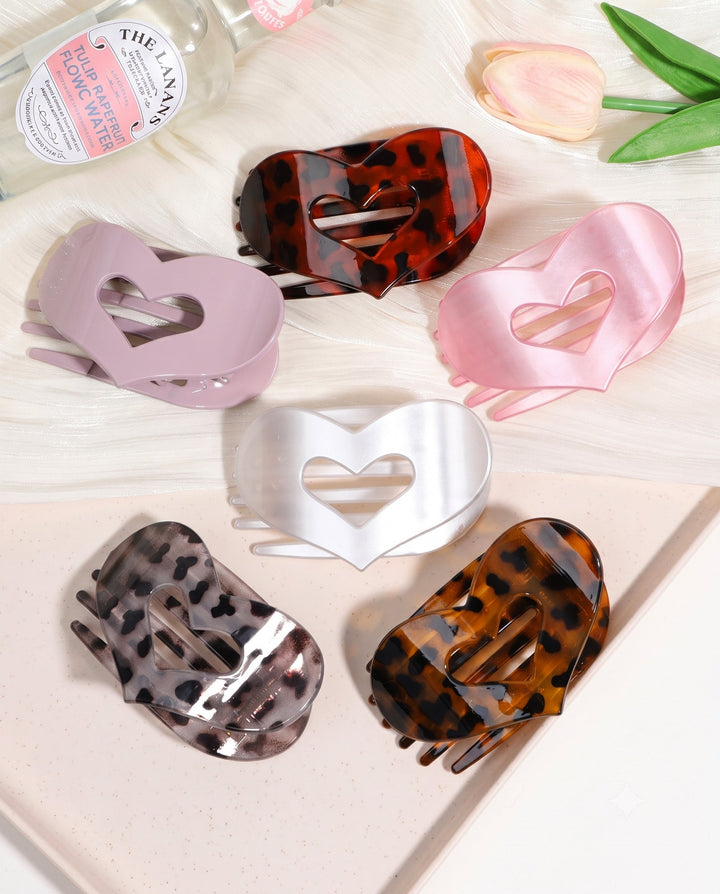 SOLACE6 Pcs Hollow Heart Shape Alligator Hair Clip Multi Color Set