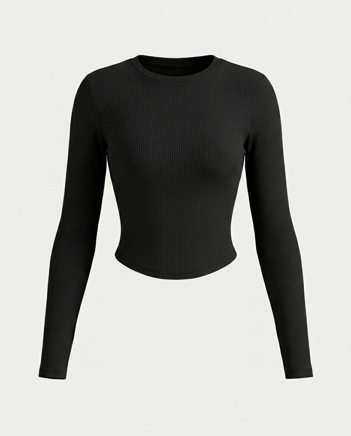 Round Neck Slim Fit Back Cutout Bow Decor Top