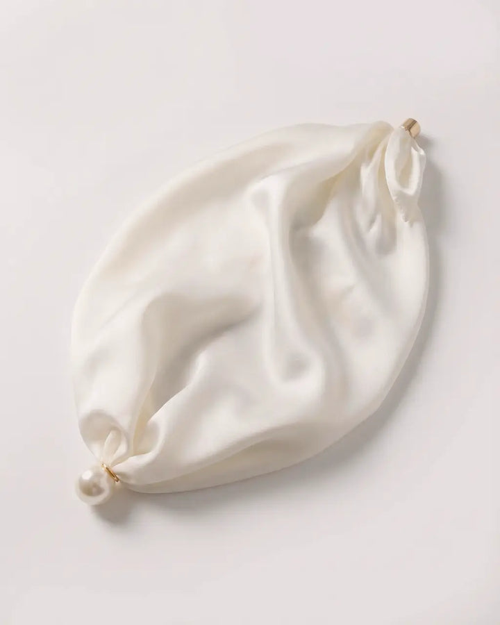 SOLACE  Chic Ivory Solid Satin-Feel Square Timeless Fashion Scarf 