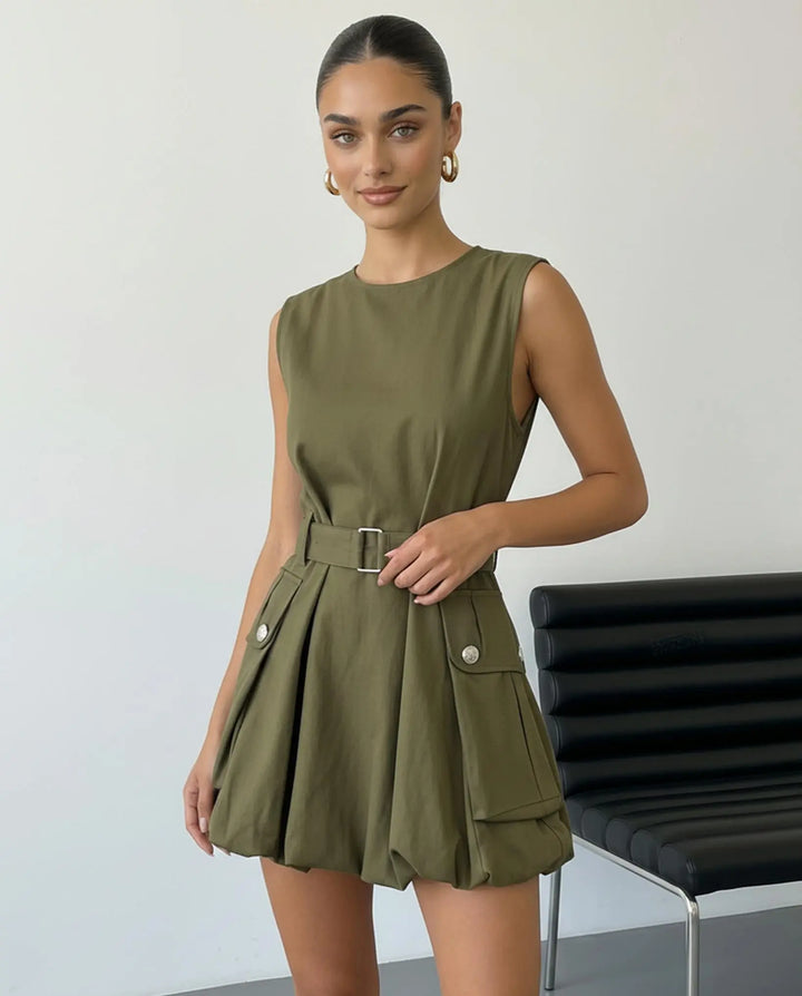 SOLACE  Light Green Halter Neck Bow Back Midi Dress 