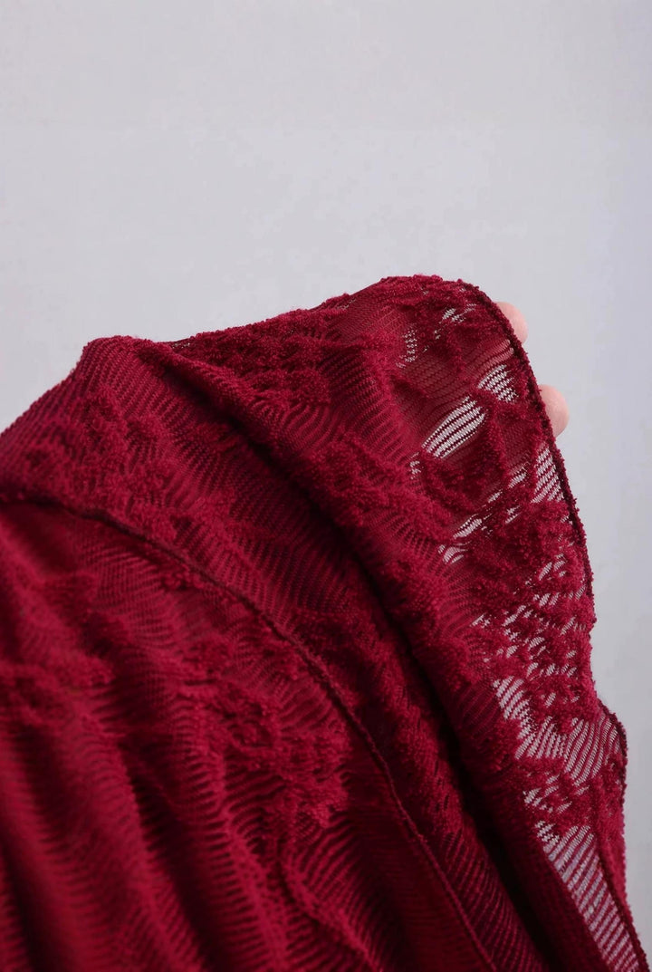 Burgundy Lace Bodycon  Long Sleeve Asymmetric Neckline Dress