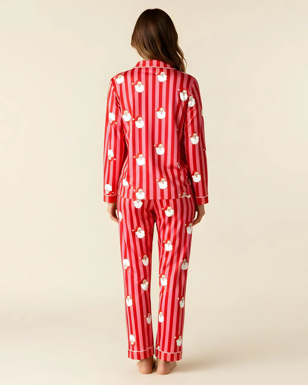 SOLACE CHICChristmas Santa Stripe Print Pajama Set