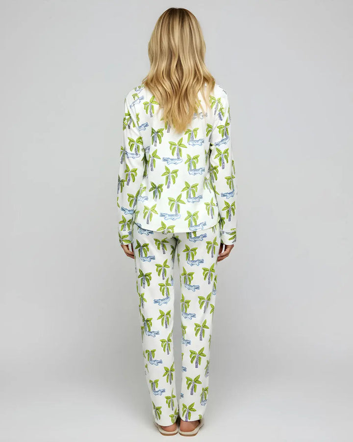 SOLACE CHICCrocodile Palm Tree Print Pajama Set