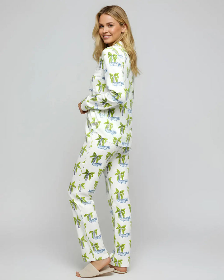 SOLACE CHICCrocodile Palm Tree Print Pajama Set