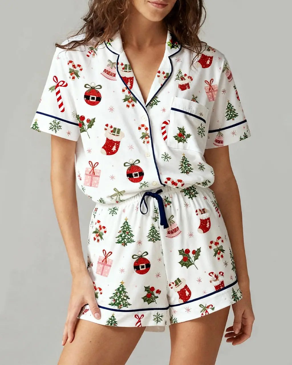 SOLACE CHICChristmas Snowflake Print Pajama Set