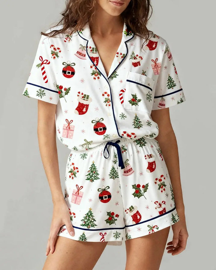 SOLACE CHICChristmas Snowflake Print Pajama Set