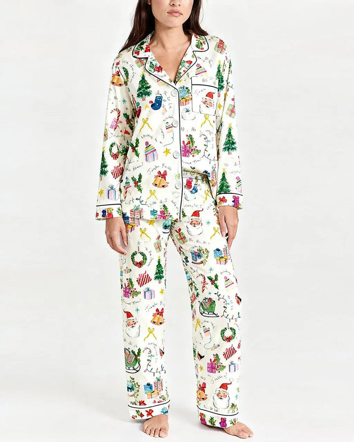 SOLACE CHICChristmas Jingle Bell Print Pajama Set