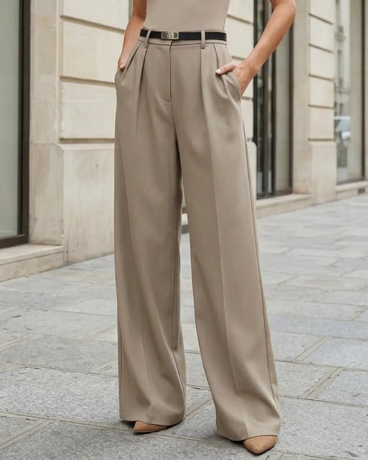 Elegant High Waist Pleated Wide Leg Pants SOLACE