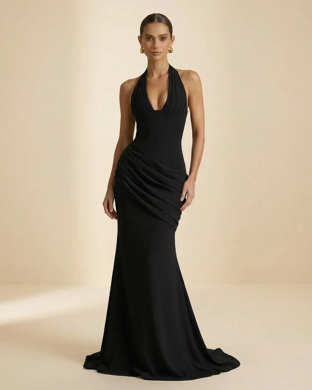 Halter Neck Corset Ruched Mermaid Maxi Dress SOLACE
