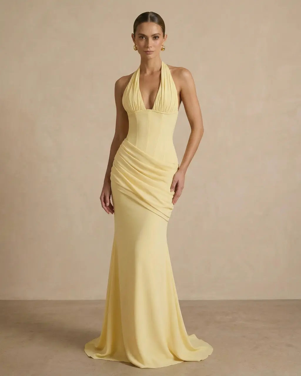 Halter Neck Corset Ruched Mermaid Maxi Dress SOLACE