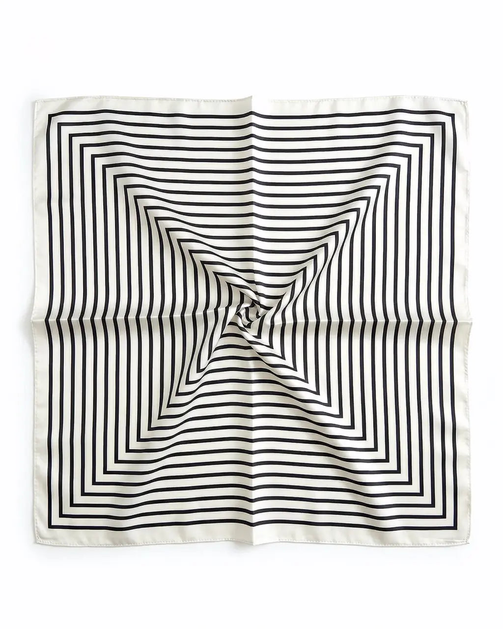 SOLACE  Black White Optical Illusion Zigzag Stripe Lightweight Square Scarf 
