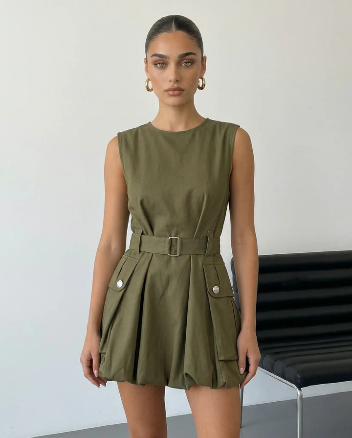 SOLACE  Light Green Halter Neck Bow Back Midi Dress 