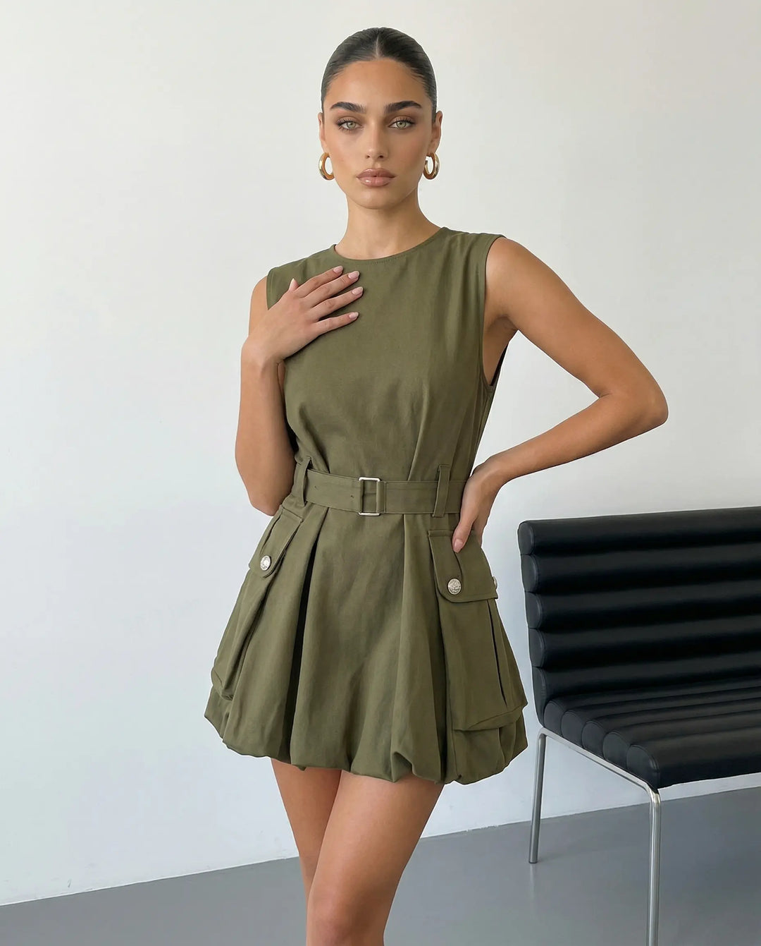SOLACE  Light Green Halter Neck Bow Back Midi Dress 