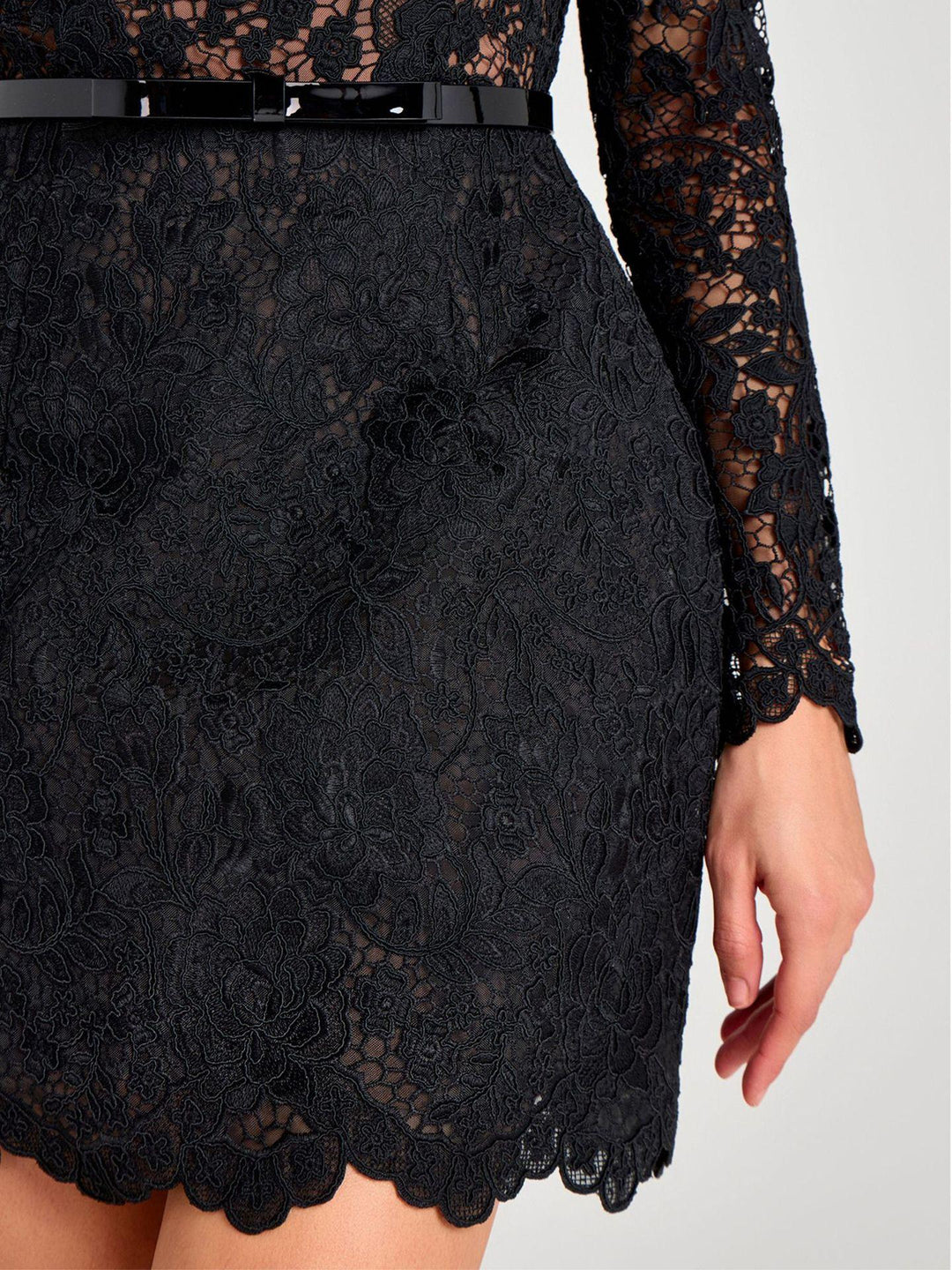 Elegant Floral Lace High Waist Mini Dress