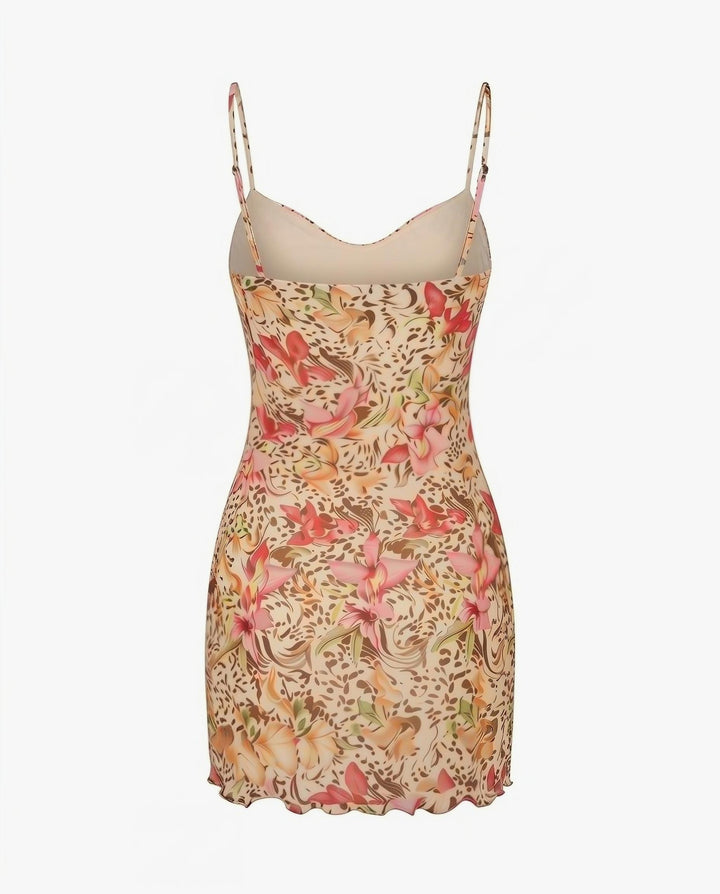 Leopard Print Spaghetti Strap Bodycon Mini Dress
