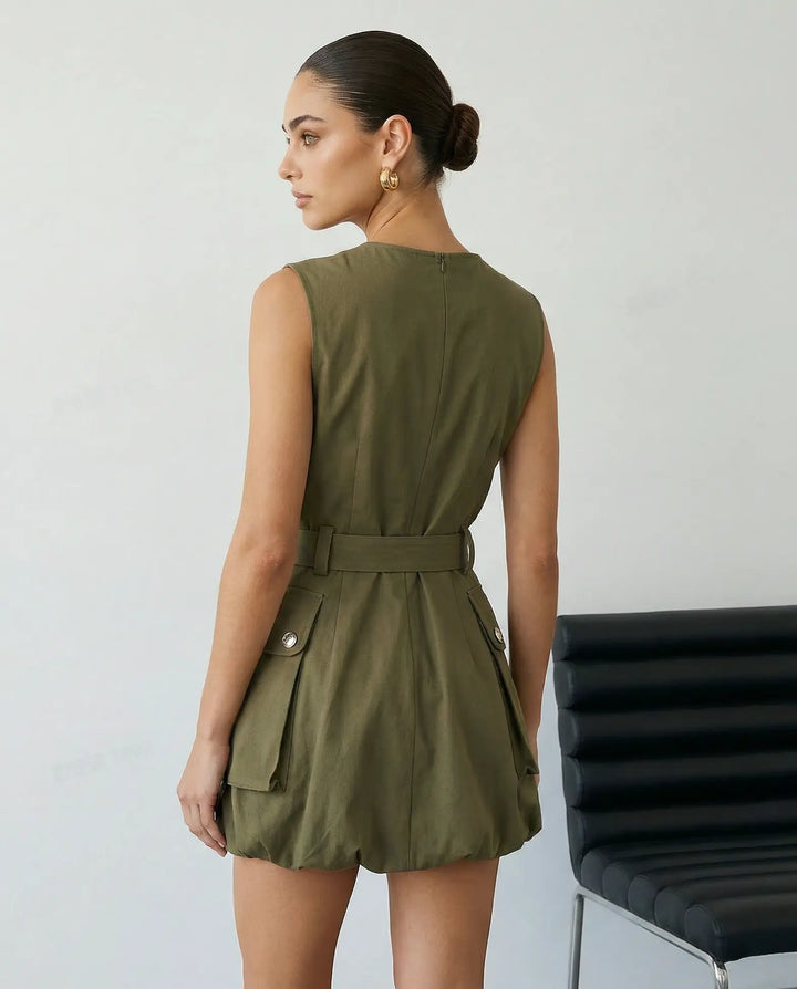 SOLACE  Light Green Halter Neck Bow Back Midi Dress 