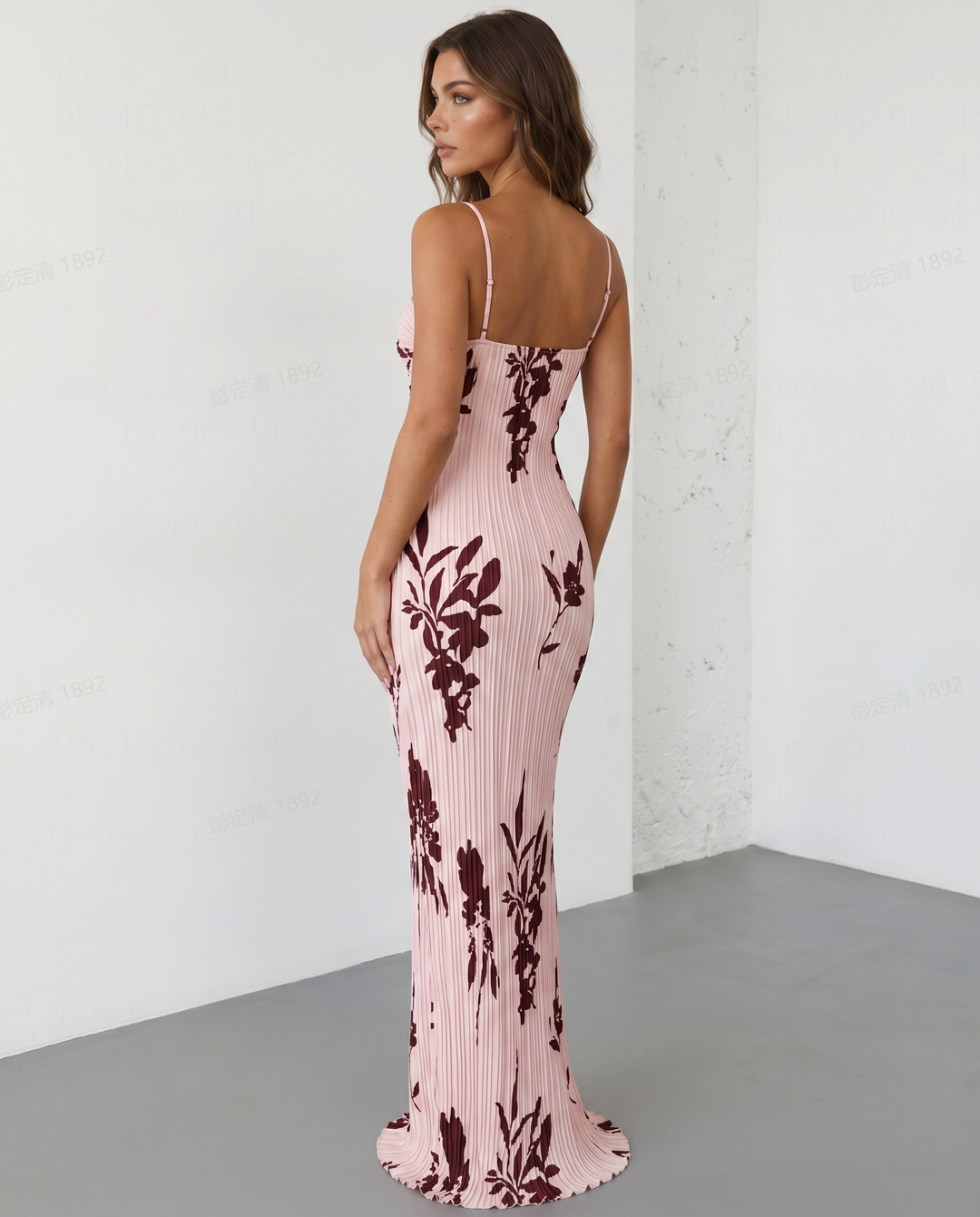 SOLACE  White Black Floral Print Twist Bust Pleated Maxi Dress 
