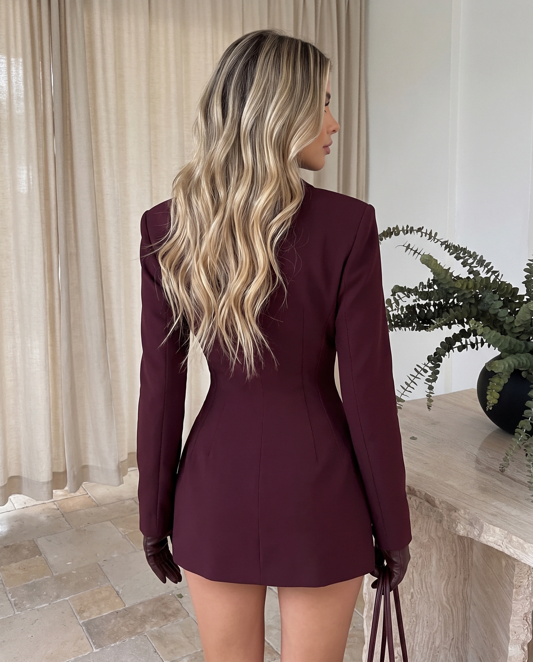 Shoulder Pads Blazer Style Slim Fit Mini Dress