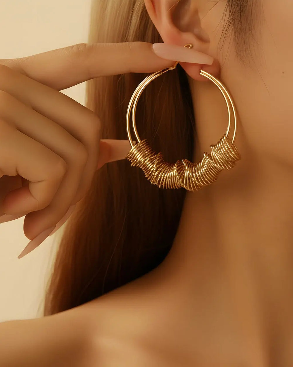SOLACE  Gold Twisted Wire Knot Hoop Earrings 