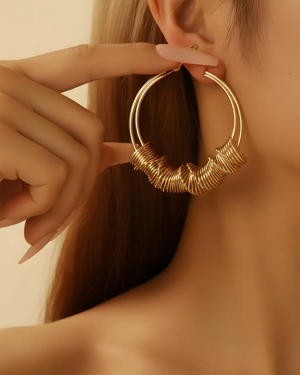 SOLACE  Gold Twisted Wire Knot Hoop Earrings 