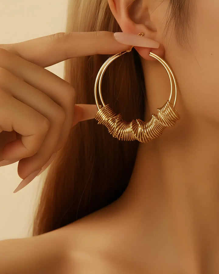 SOLACE  Gold Twisted Wire Knot Hoop Earrings 