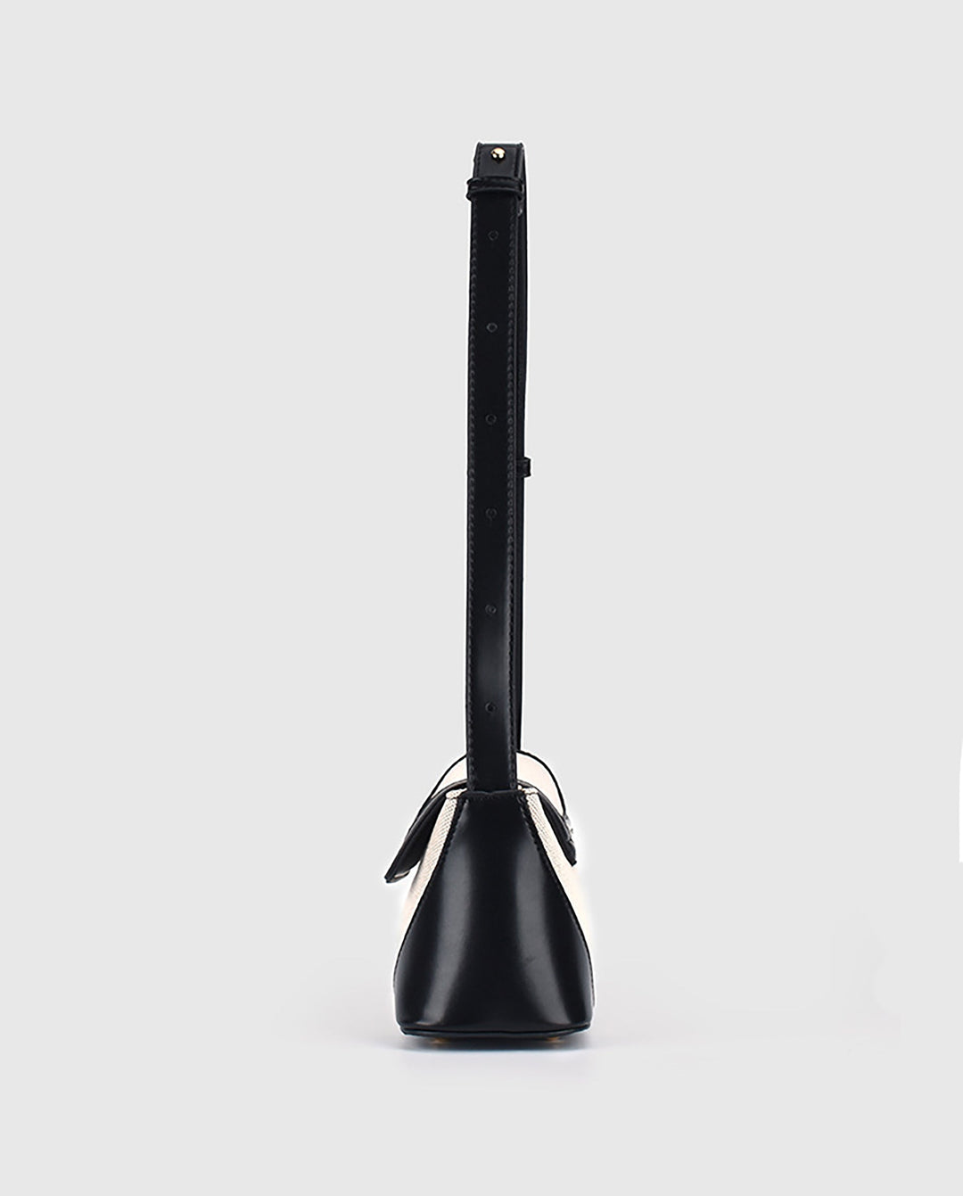 SOLACEBeige Canvas Black Faux Leather Color Block Twist Lock Rectangular Shoulder Underarm Bag